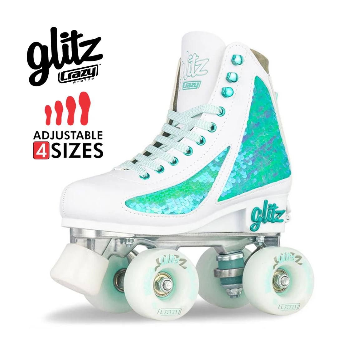 Crazy Disco Glitz Turquoise - Kids Adjustable
