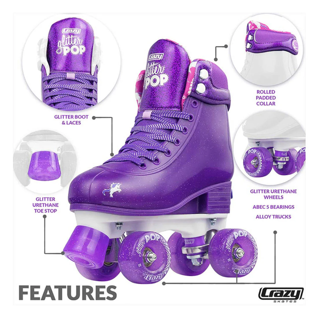 Crazy Glitter Pop Purple - Kids Adjustable - Image 3