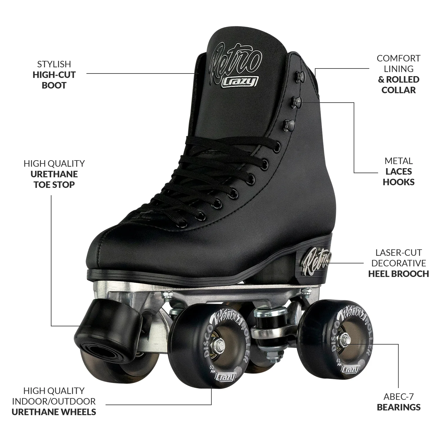 Crazy Retro Roller Black - Adult - Image 3