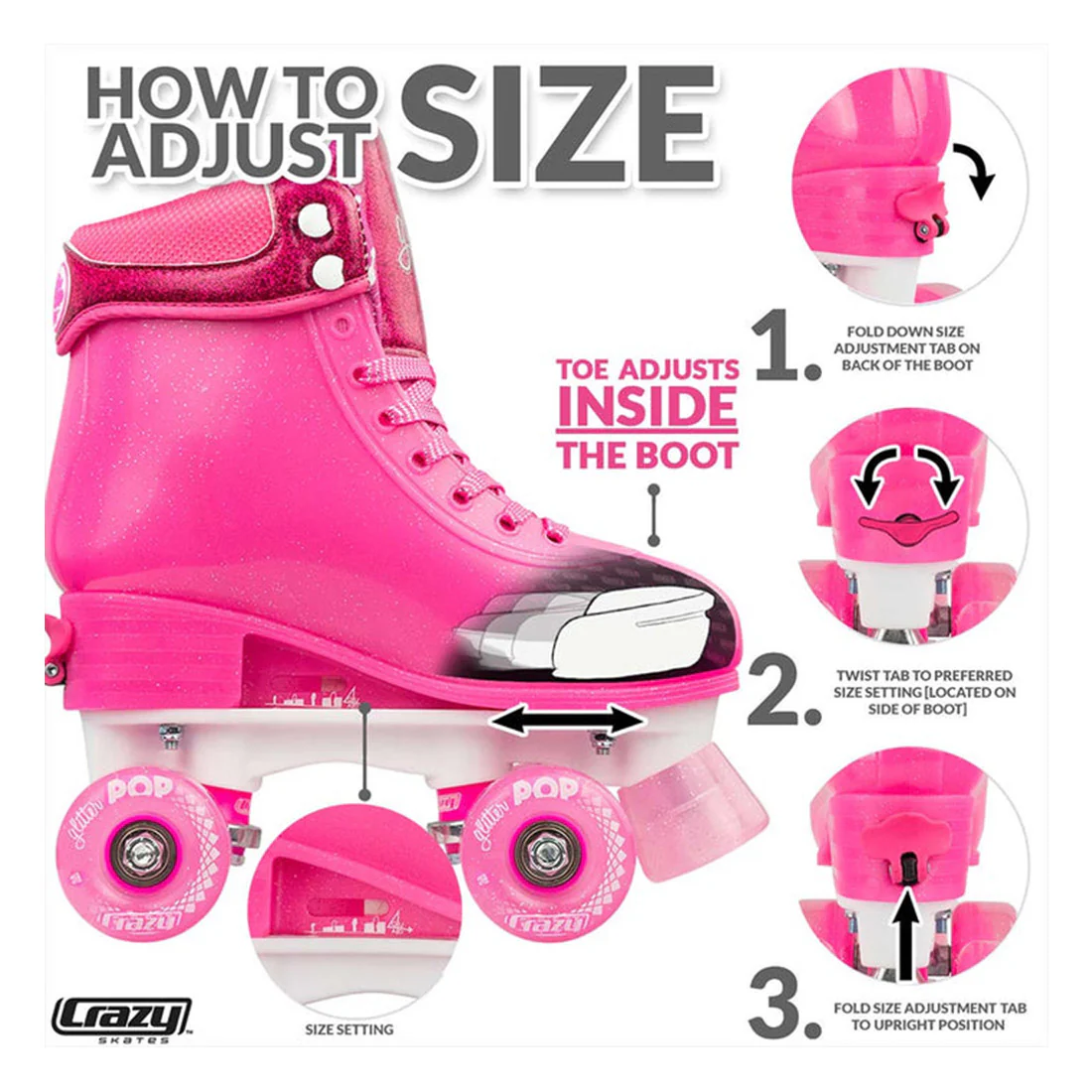 Crazy Glitter Pop Pink - Kids Adjustable - Image 4