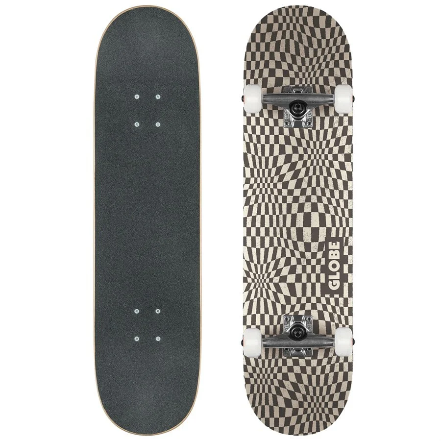 G0 Checked Out 8.0" Complete Skateboard - Black/Off-White