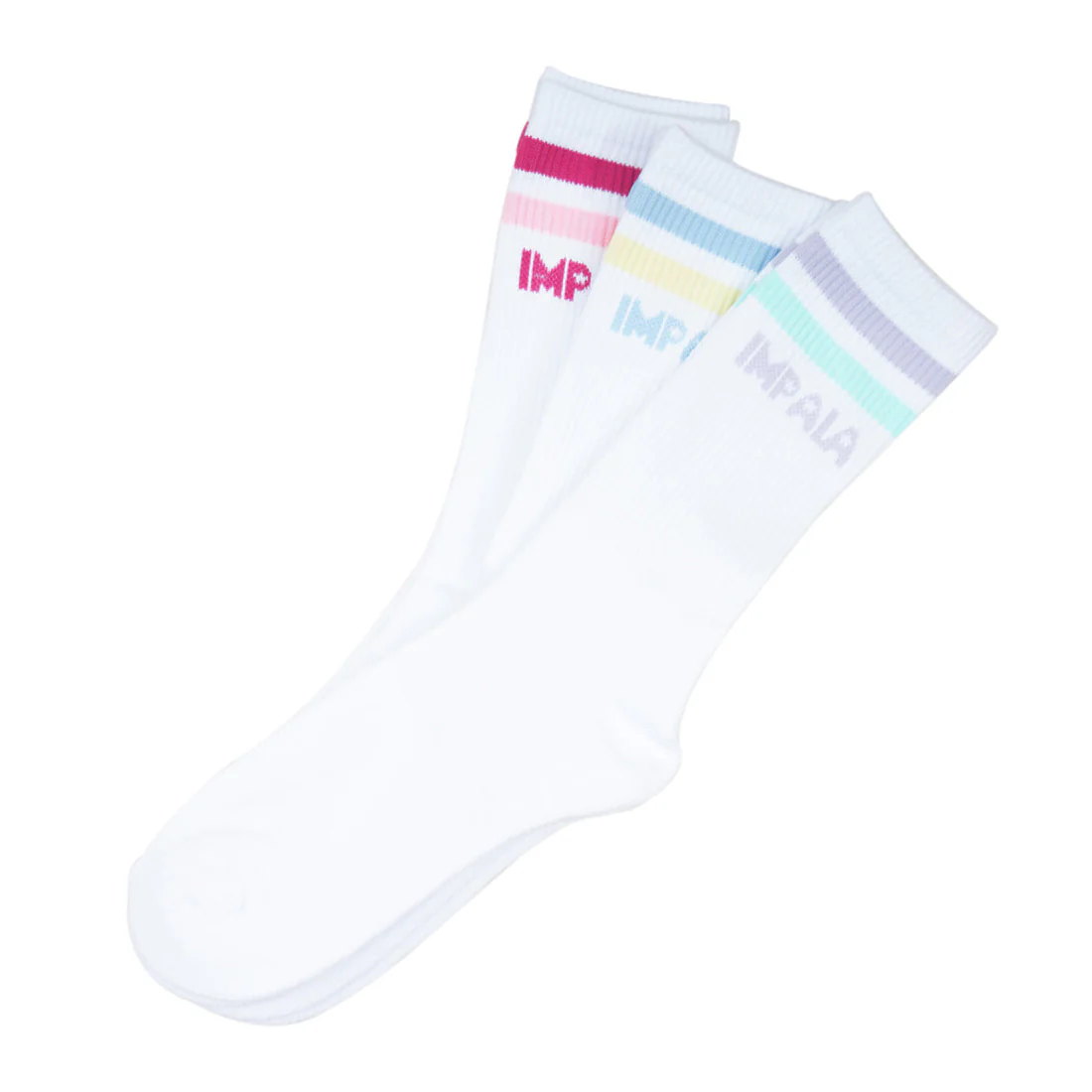 Impala Skate Crew Socks 3pk - Pastel Stripe - Image 2