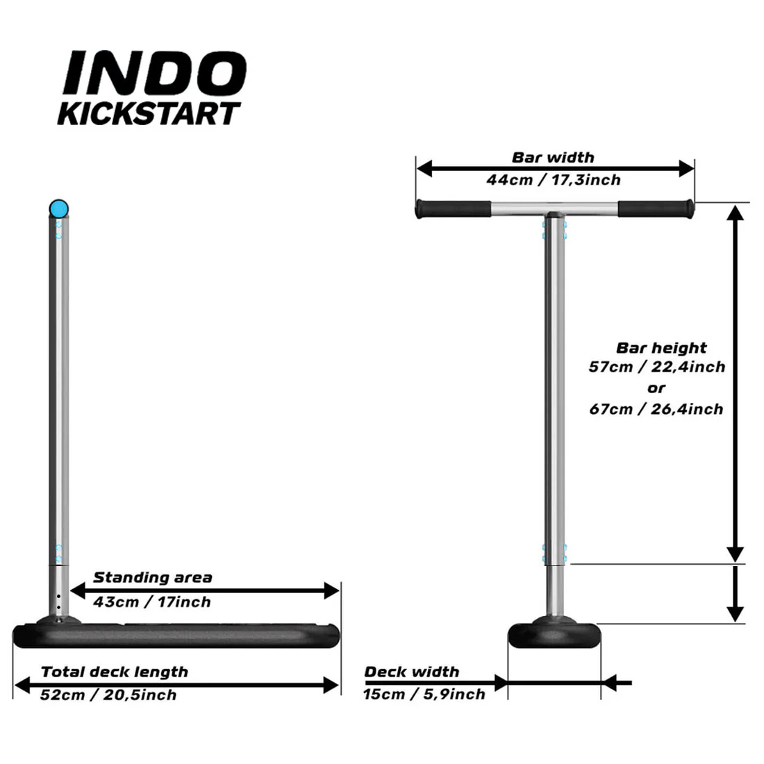 INDO Kickstart Classic Tramp Scooter - Black - Image 3