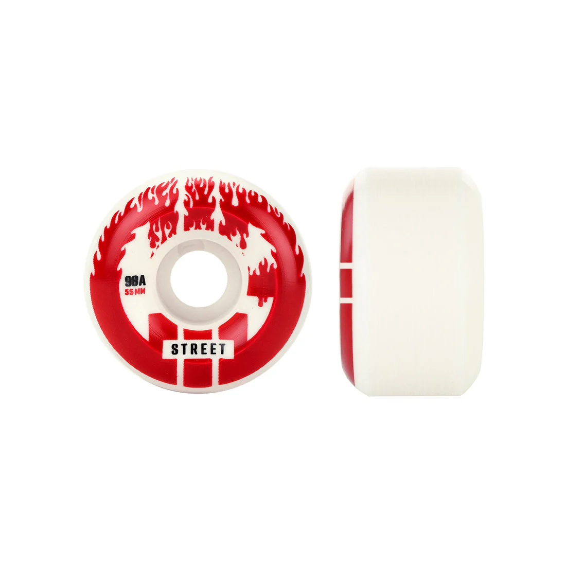 Reckless CIB Street 55mm 98a Wheels 4pk - White/Red