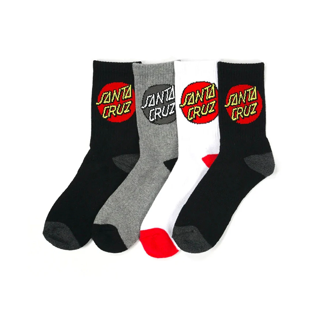 Santa Cruz Youth Crew Socks 4pk - Classic Dot