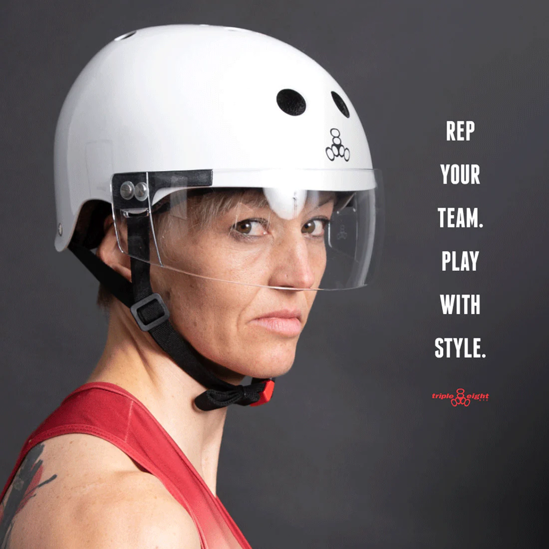 Triple 8 THE Cert SS Visor Helmet - White Gloss - Image 4