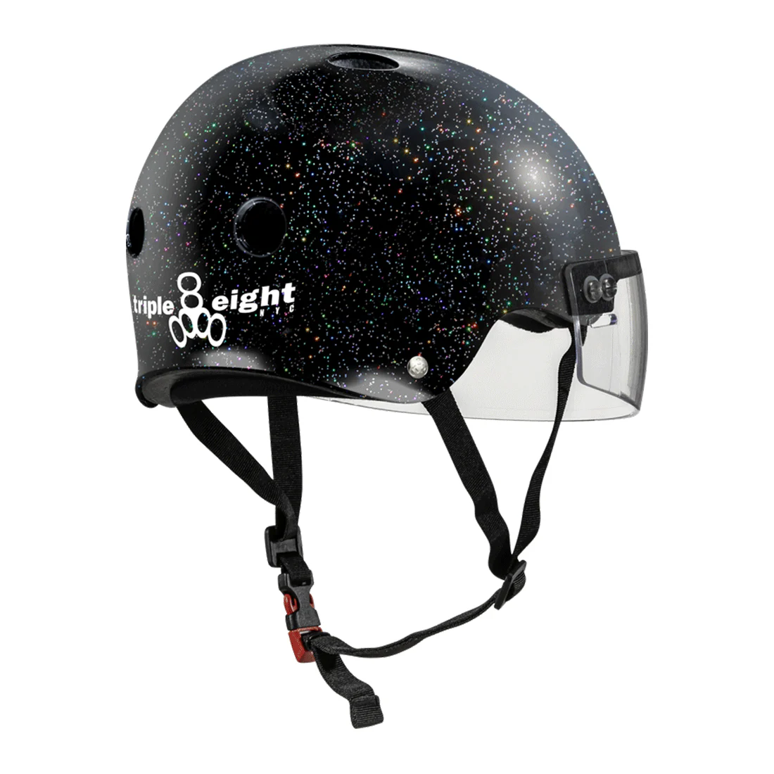 Triple 8 THE Cert SS Visor Helmet - Black Glitter - Image 2