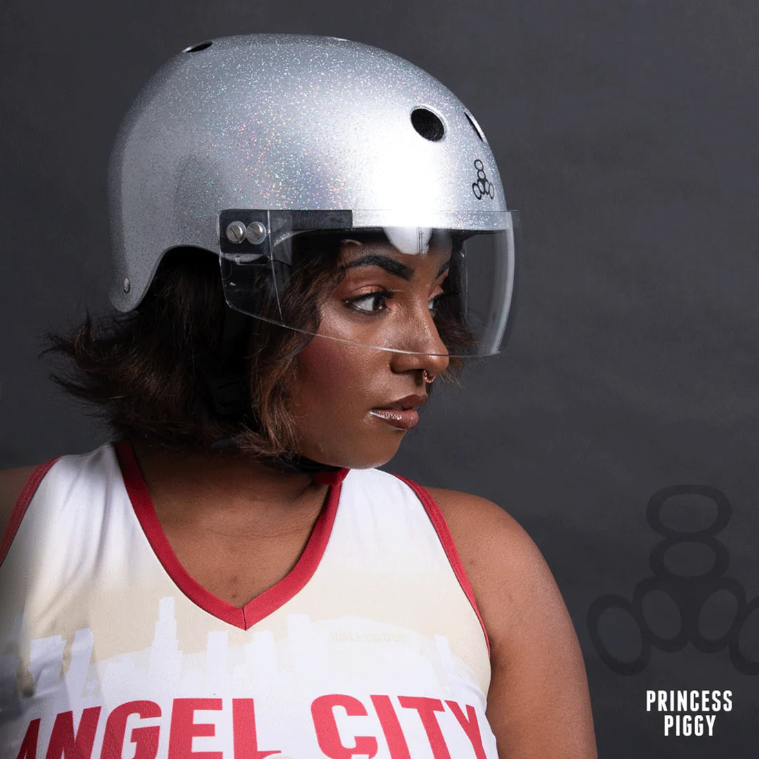 Triple 8 THE Cert SS Visor Helmet - Silver Glitter - Image 4