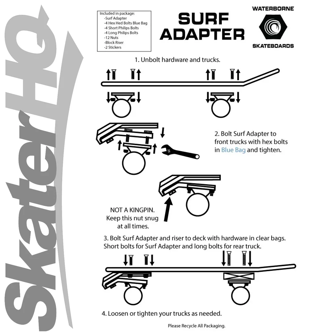 Waterborne Surfskate Truck Adapter - Black - Image 3